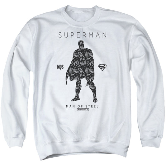 Superman Paisley Sihouette Mens Crewneck Sweatshirt White