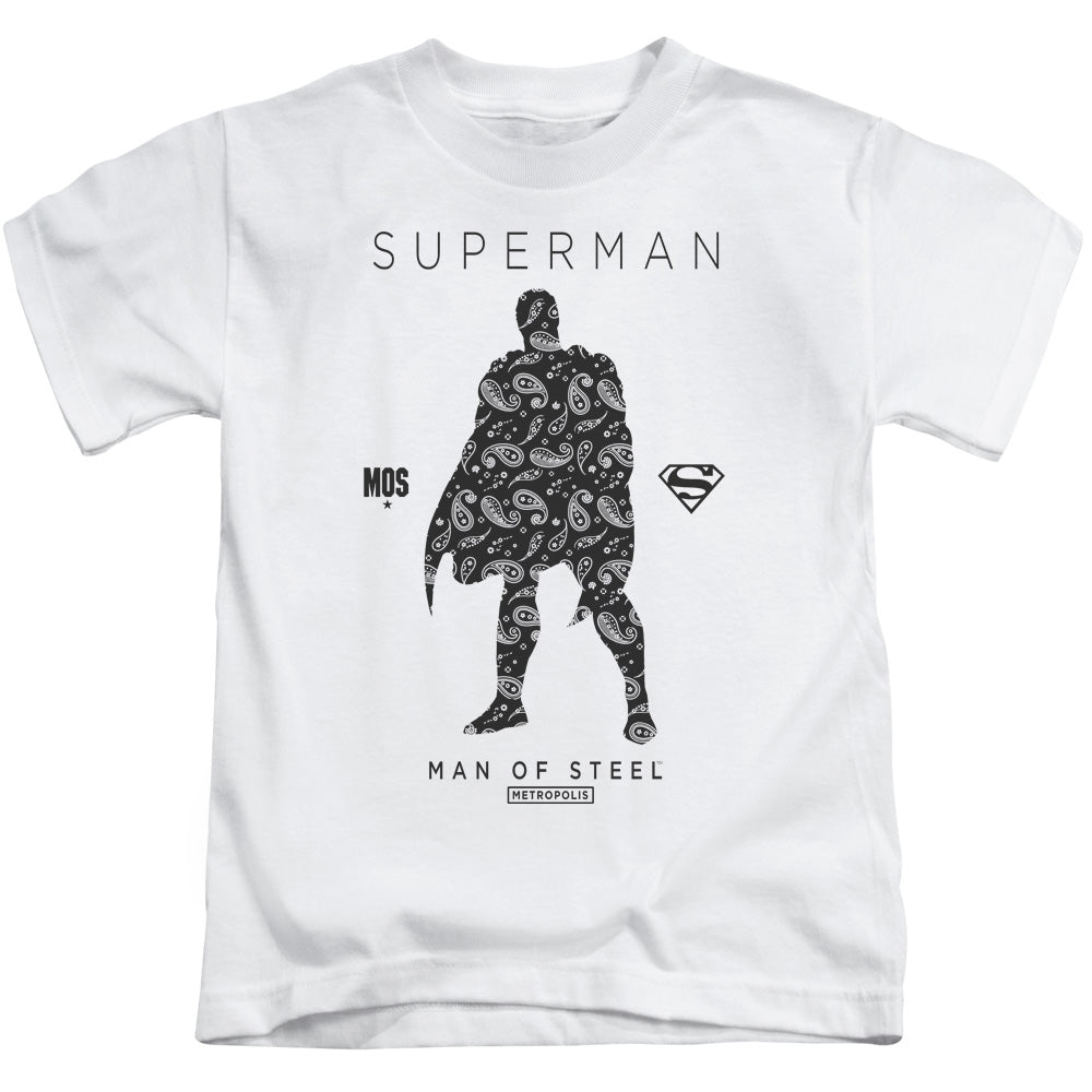 Superman Paisley Sihouette Juvenile Kids Youth T Shirt White