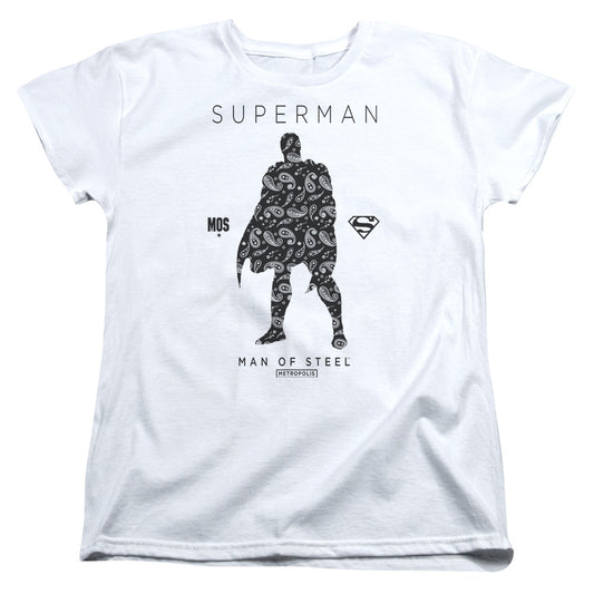 Superman Paisley Sihouette Womens T Shirt White