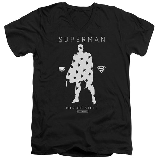 Superman Star Silhouette Mens Slim Fit V Neck T Shirt Black