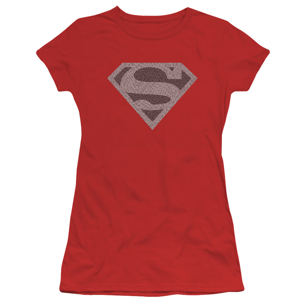 Superman Elephant Shield Junior Sheer Cap Sleeve Womens T Shirt Red