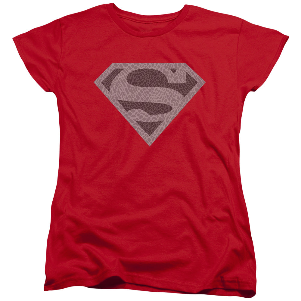 Superman Elephant Shield Womens T Shirt Red