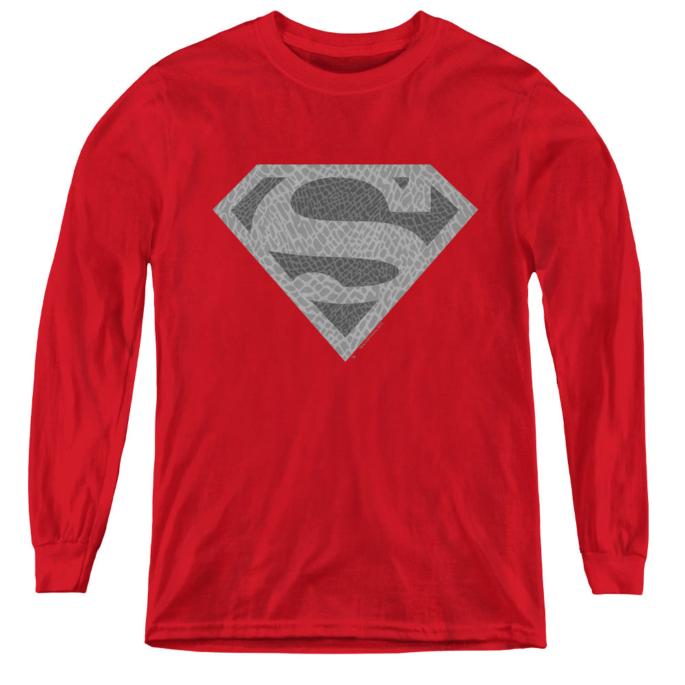 Superman Elephant Shield Long Sleeve Kids Youth T Shirt Red