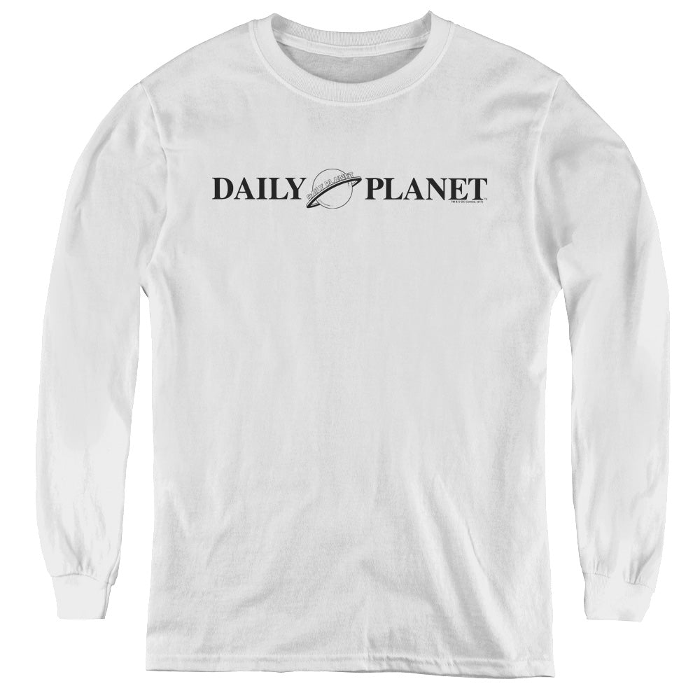 Superman Daily Planet Logo Long Sleeve Kids Youth T Shirt White