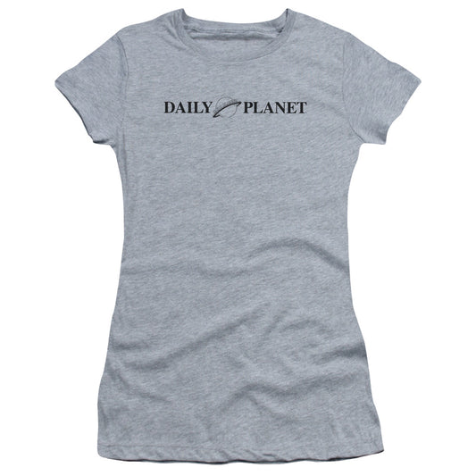 Superman Daily Planet Logo Junior Sheer Cap Sleeve Womens T Shirt Athletic Heather