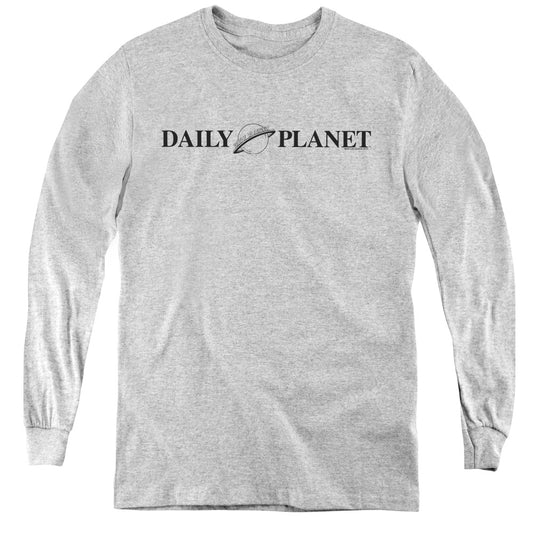 Superman Daily Planet Logo Long Sleeve Kids Youth T Shirt Athletic Heather