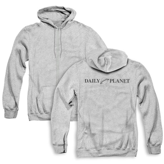 Superman Daily Planet Logo Back Print Zipper Mens Hoodie Athletic Heather