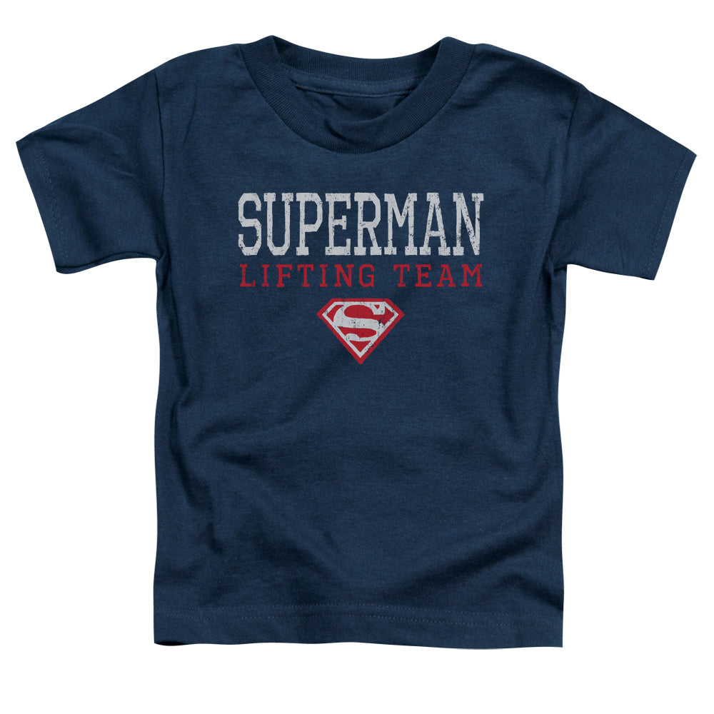 Superman Lifting Team Toddler Kids Youth T Shirt Navy