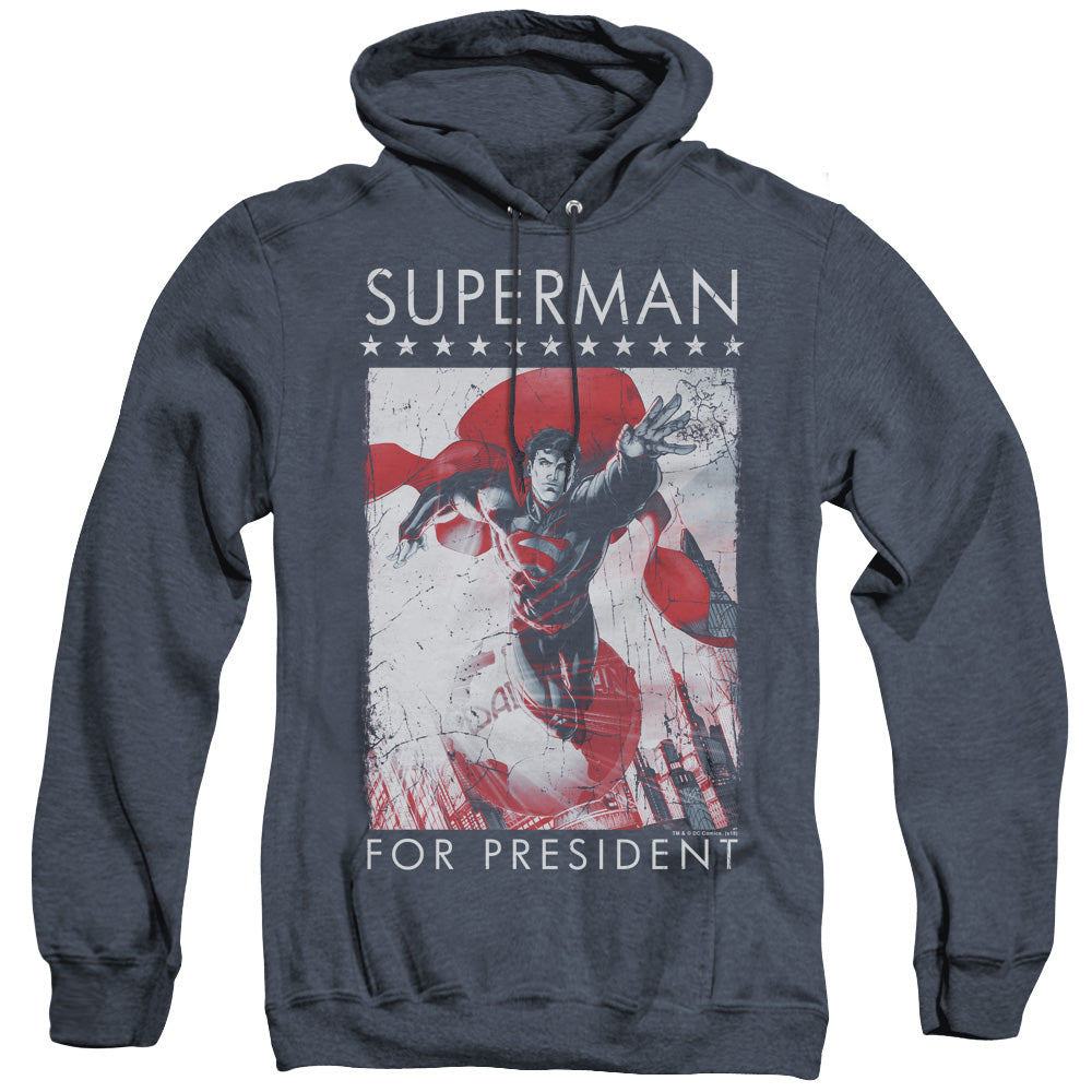 Superman Superman For President Heather Mens Hoodie Navy