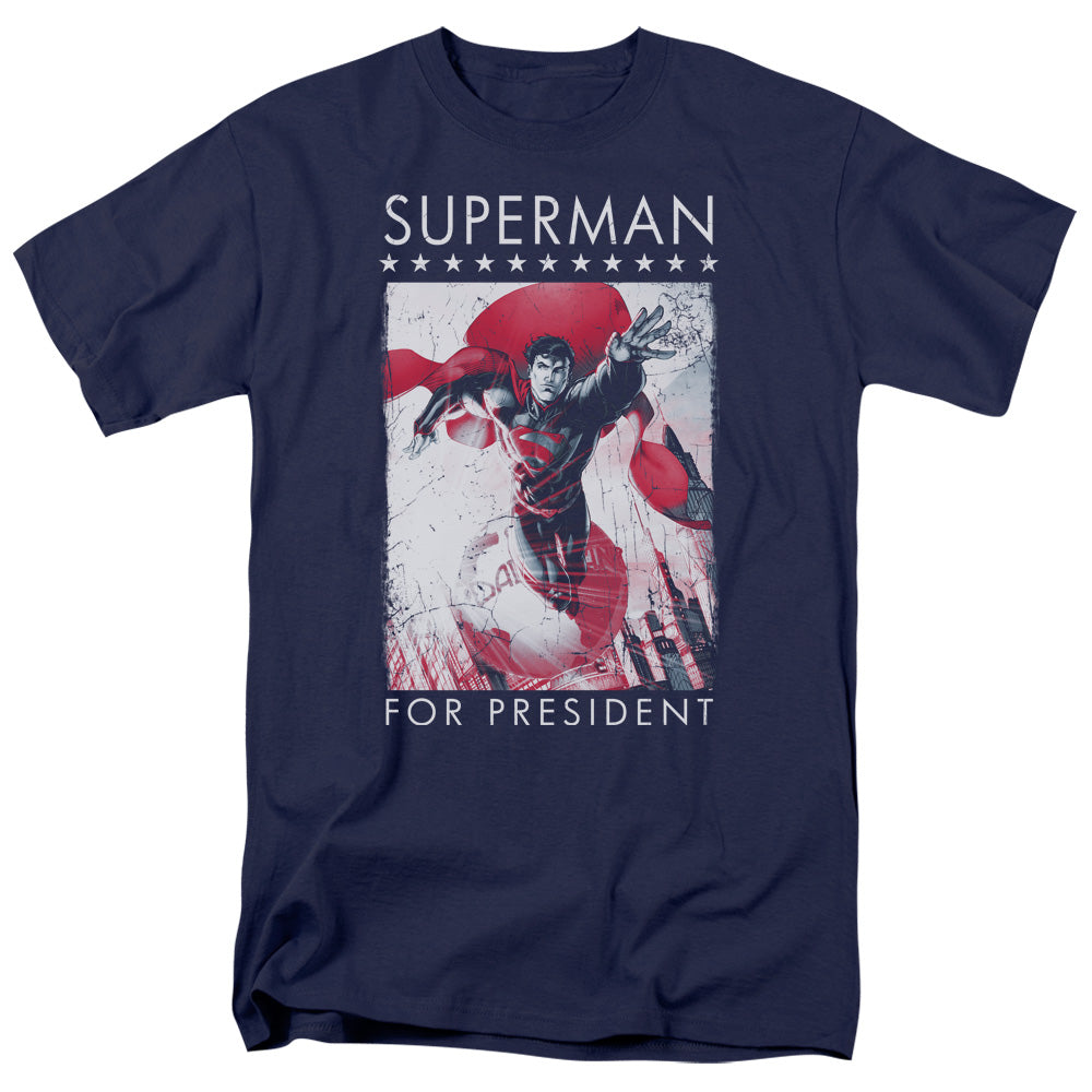 Superman Superman For President 2 Mens T Shirt Navy Blue