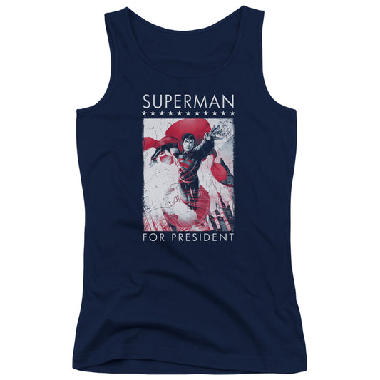 Superman Superman For President Womens Tank Top Shirt Navy