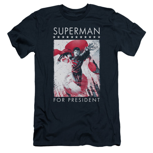 Superman Superman For President Slim Fit Mens T Shirt Navy