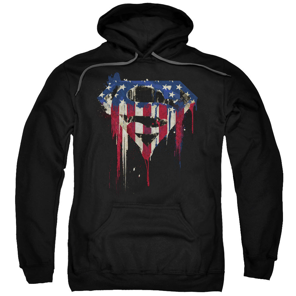 Superman Bleeding Shield Mens Hoodie Black