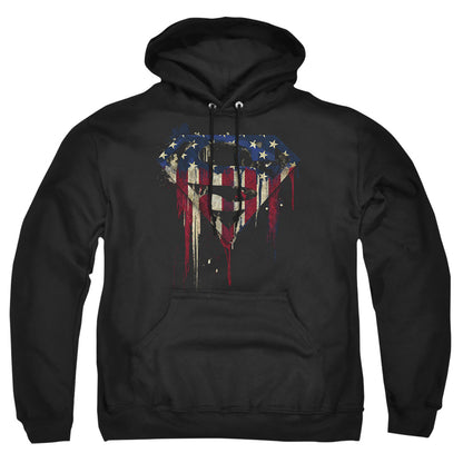 Superman Bleeding Shield Mens Hoodie Black