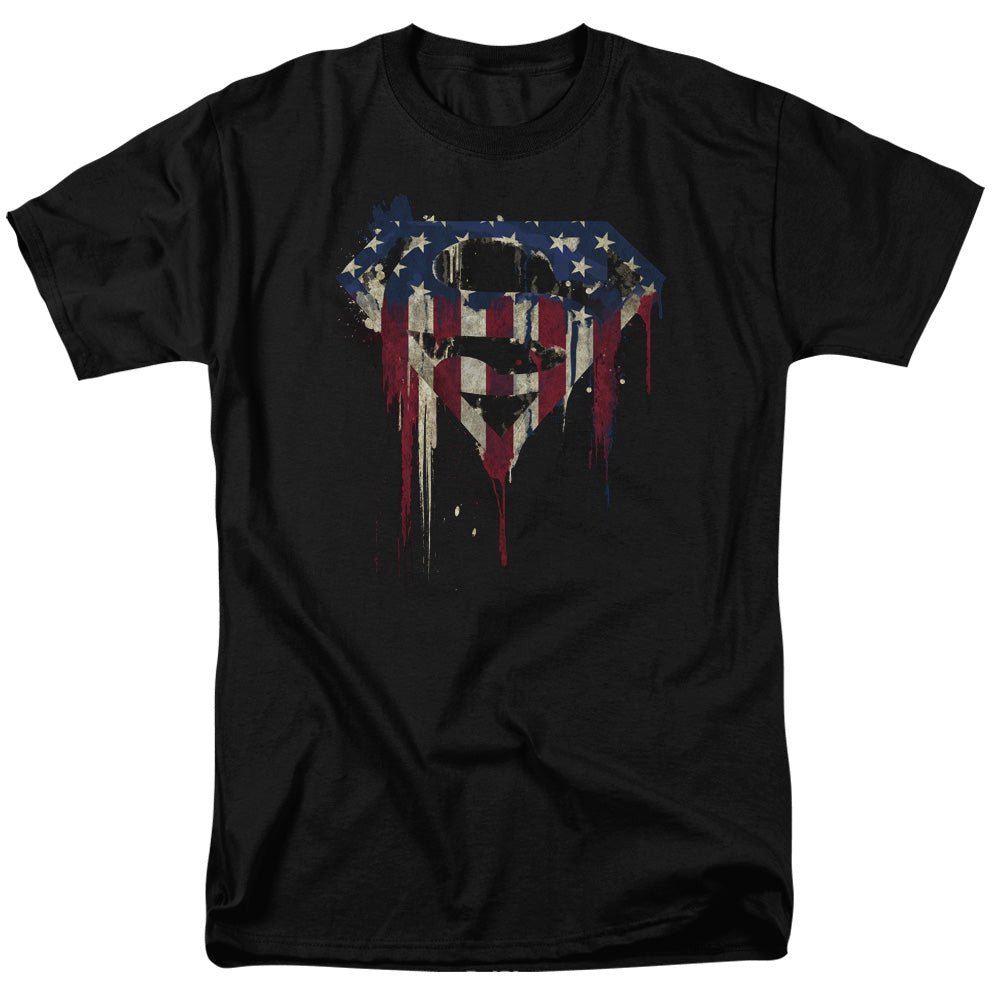 Superman Bleeding Shield Mens T Shirt Black 