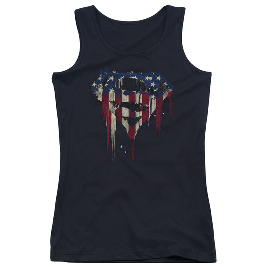 Superman Bleeding Shield Womens Tank Top Shirt Black