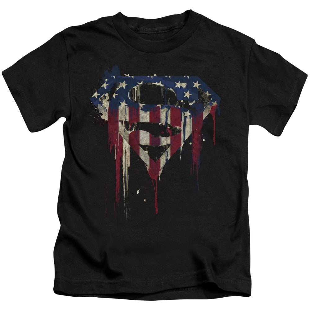 Superman Bleeding Shield Juvenile Kids Youth T Shirt Black