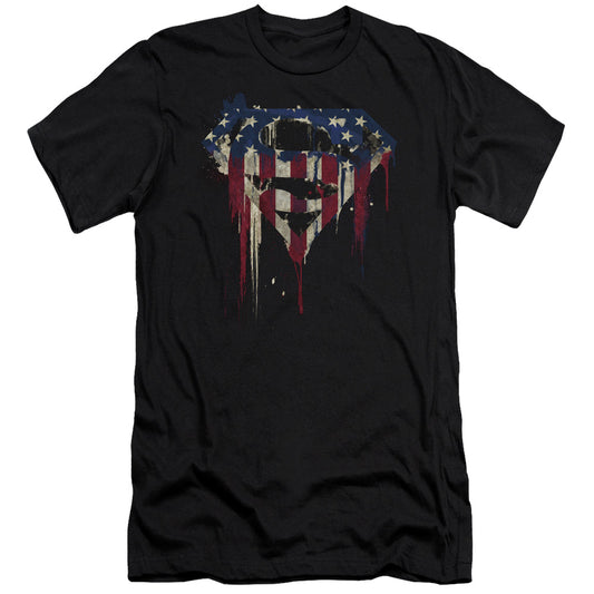 Superman Bleeding Shield Slim Fit Mens T Shirt Black