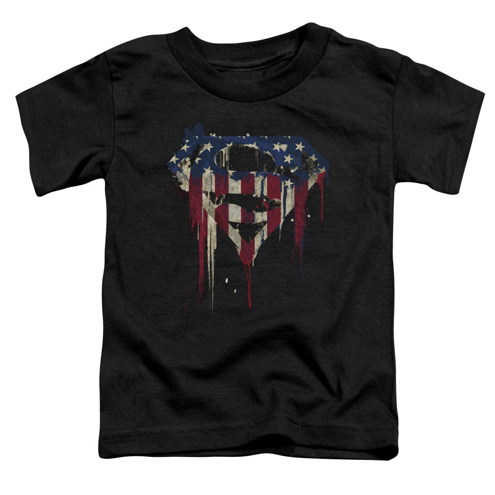 Superman Bleeding Shield Toddler Kids Youth T Shirt Black