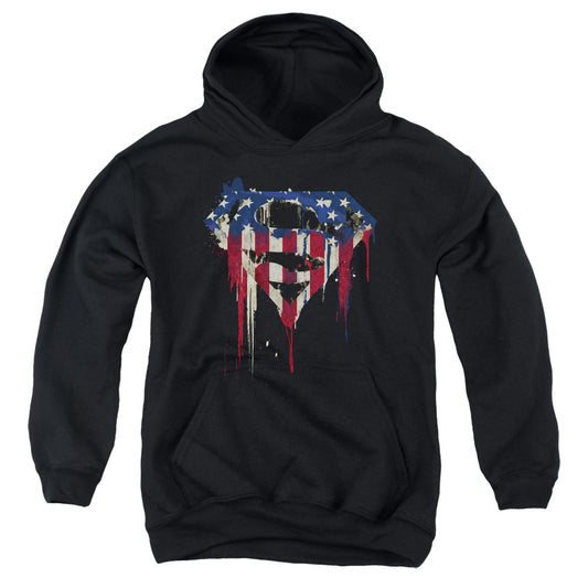 Superman Bleeding Shield Kids Youth Hoodie Black