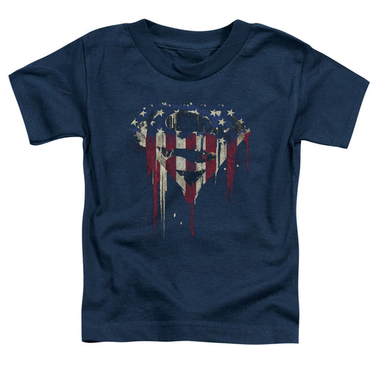 Superman Bleeding Shield Toddler Kids Youth T Shirt Navy