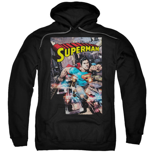 Superman Action One Mens Hoodie Black