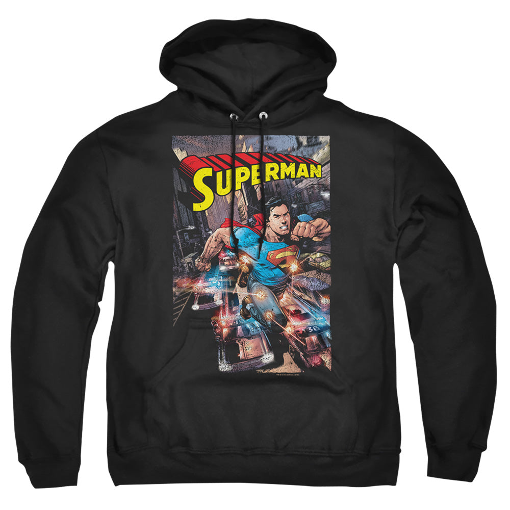 Superman Action One Mens Hoodie Black