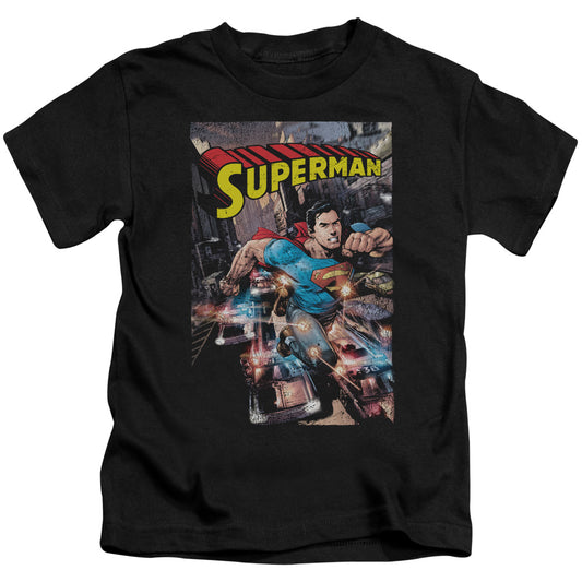 Superman Action One Juvenile Kids Youth T Shirt Black