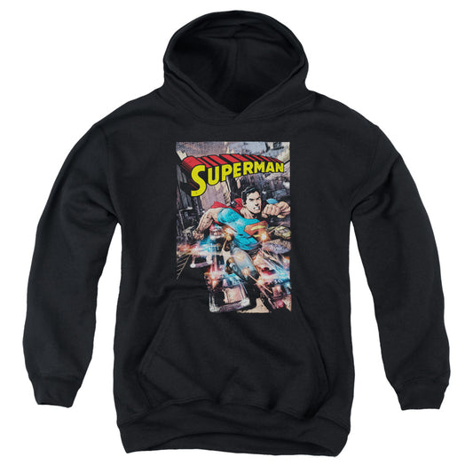 Superman Action One Kids Youth Hoodie Black