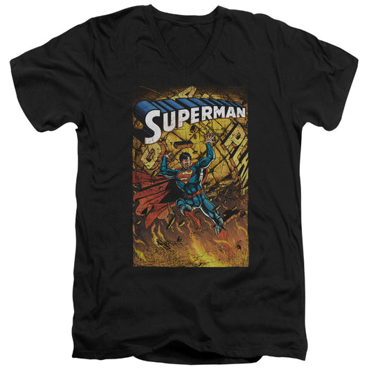 Superman One Mens Slim Fit V Neck T Shirt Black