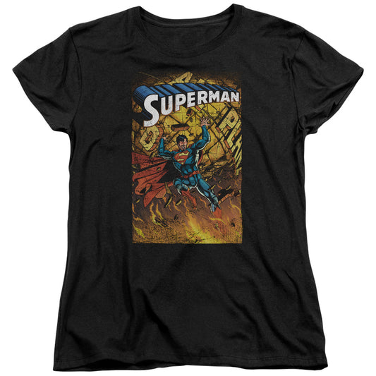 Superman One Womens T Shirt Black