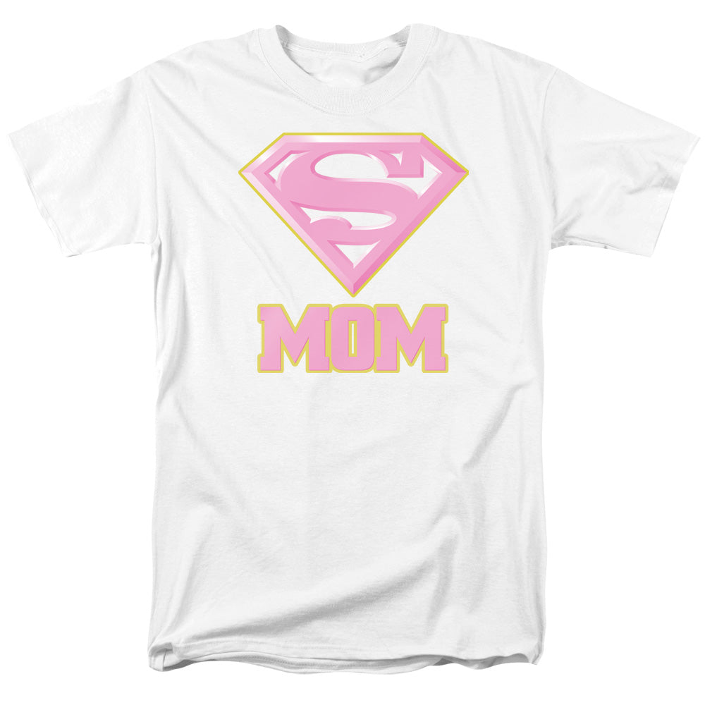 Superman Super Mom Pink Mens T Shirt White