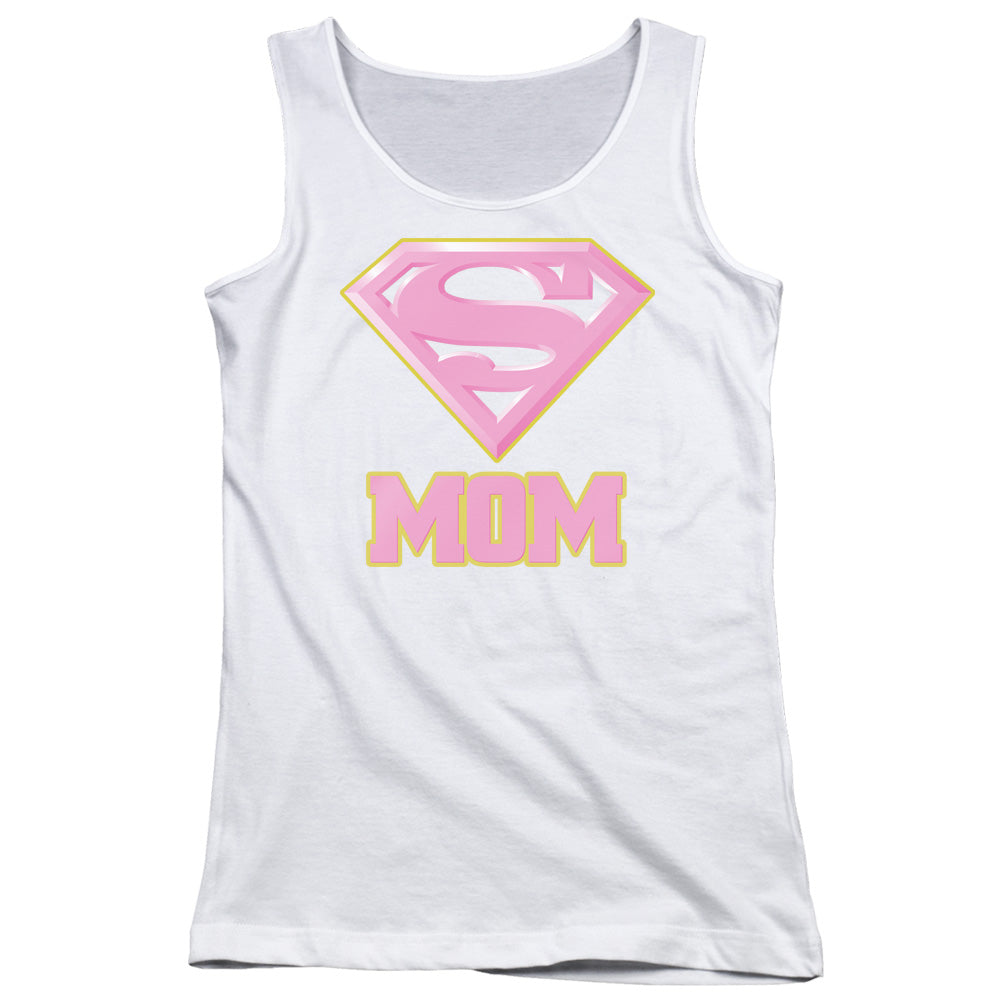 Superman Super Mom Pink Womens Tank Top Shirt White