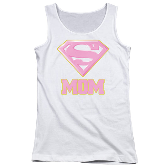 Superman Super Mom Pink Womens Tank Top Shirt White