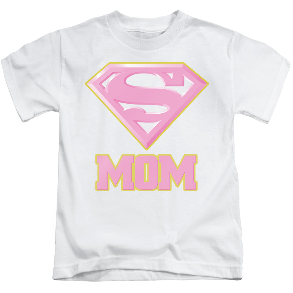 Superman Super Mom Pink Juvenile Kids Youth T Shirt White