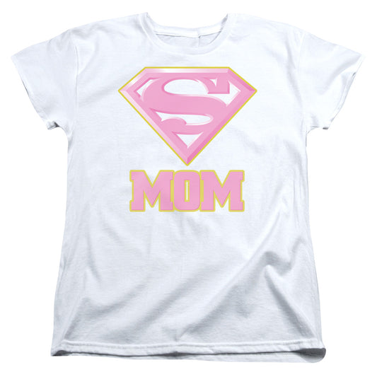 Superman Super Mom Pink Womens T Shirt White