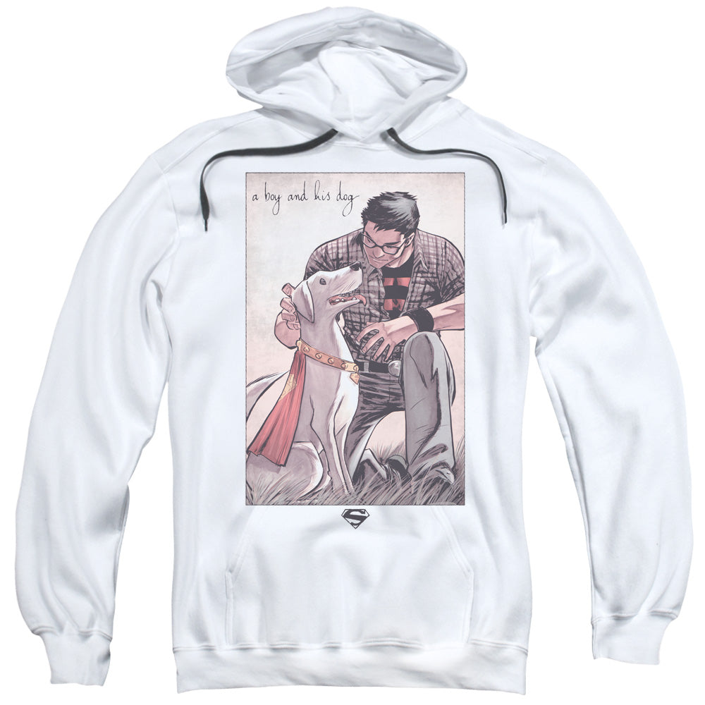 Superman Mans Best Friend Mens Hoodie White