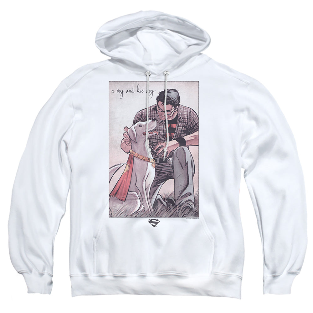 Superman Mans Best Friend Mens Hoodie White