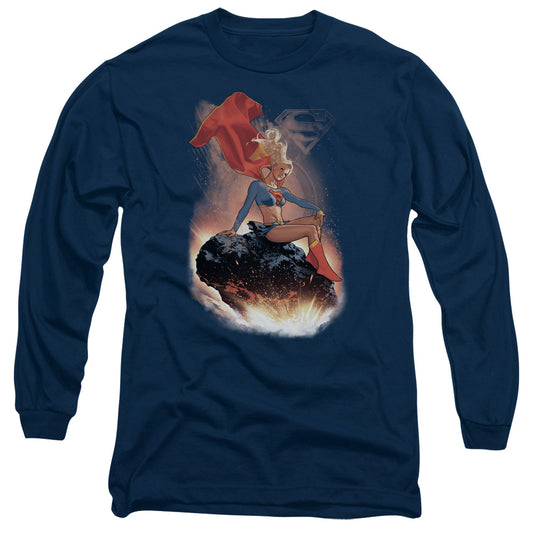 Superman Ride It Out Mens Long Sleeve Shirt Navy