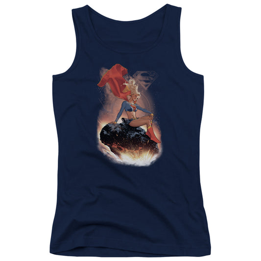 Superman Ride It Out Womens Tank Top Shirt Navy