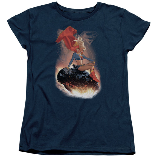 Superman Ride It Out Womens T Shirt Navy