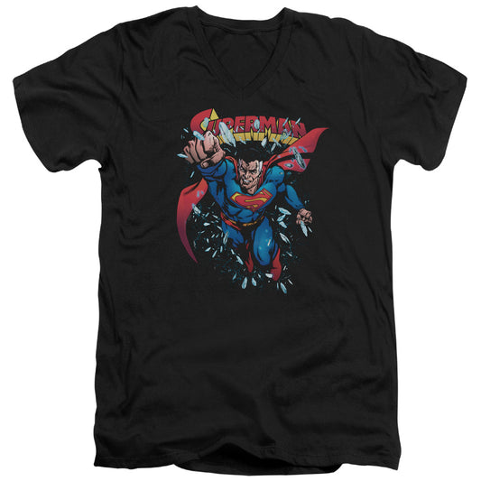 Superman Old Man Kal Mens Slim Fit V Neck T Shirt Black