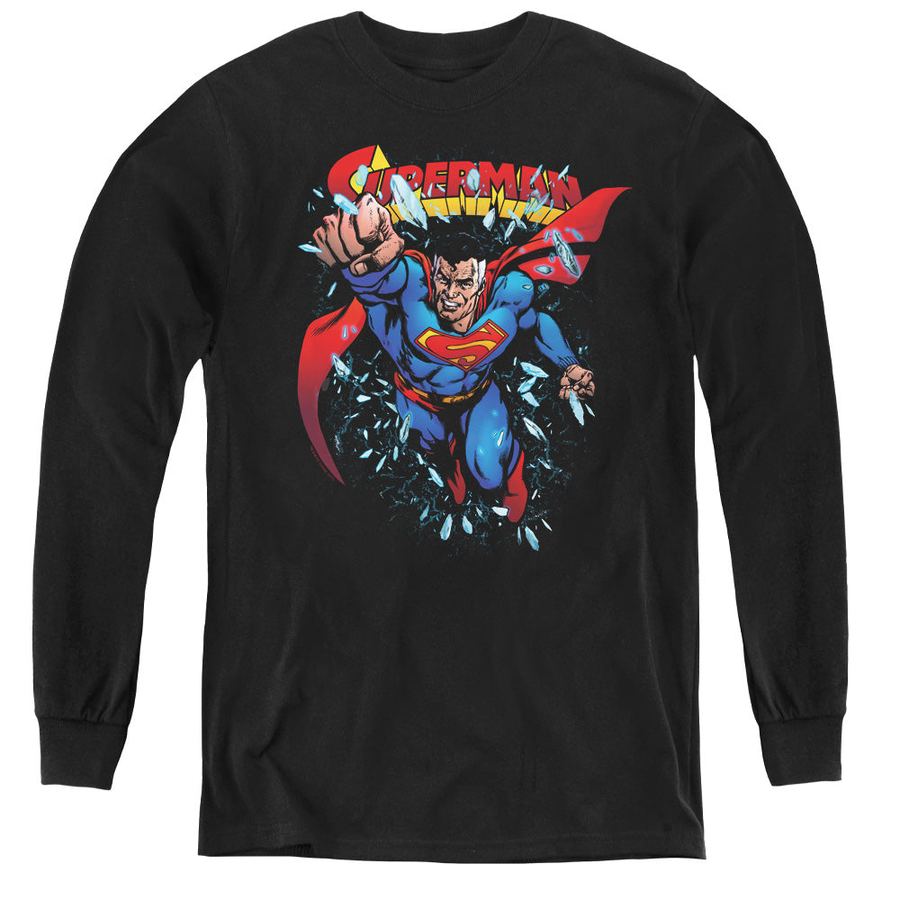 Superman Old Man Kal Long Sleeve Kids Youth T Shirt Black