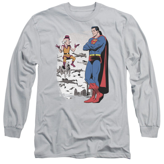 Superman Disbelief Mens Long Sleeve Shirt Silver