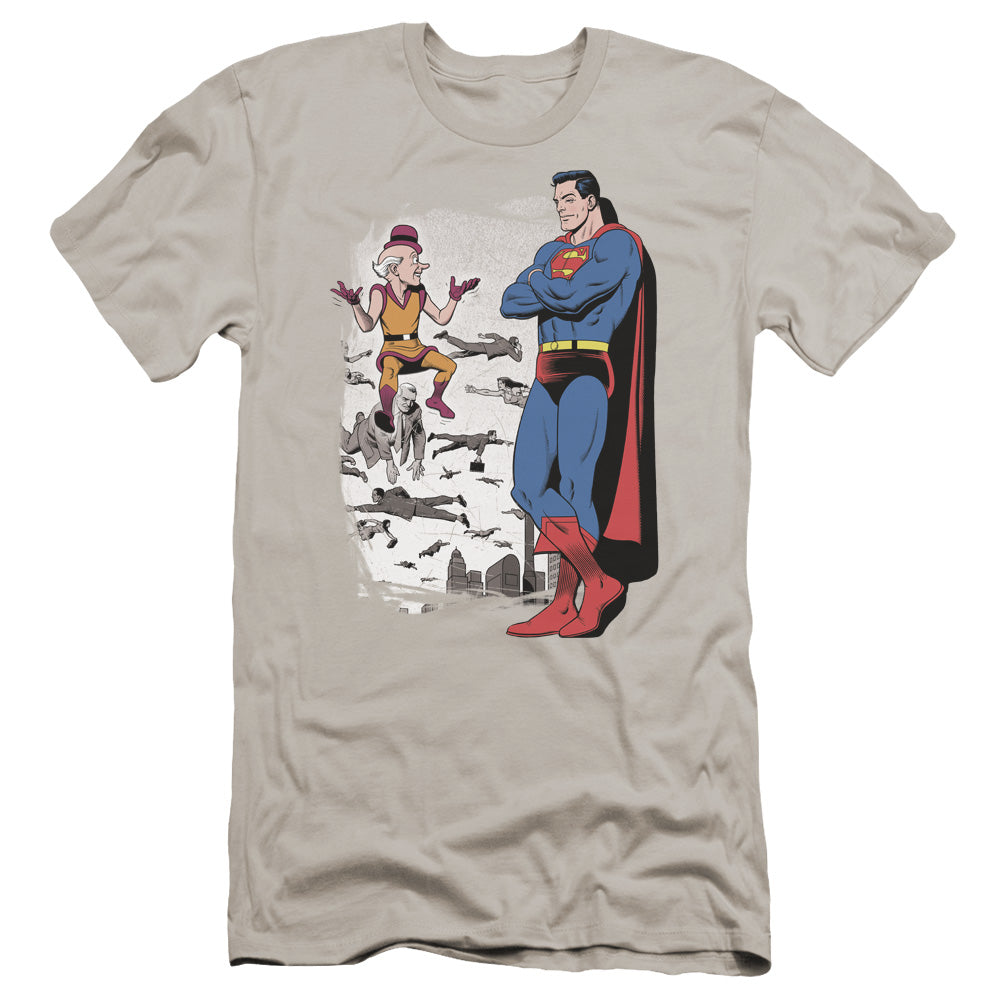 Superman Disbelief Premium Bella Canvas Slim Fit Mens T Shirt Silver