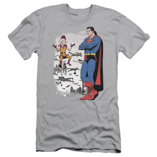 Superman Disbelief Slim Fit Mens T Shirt Silver