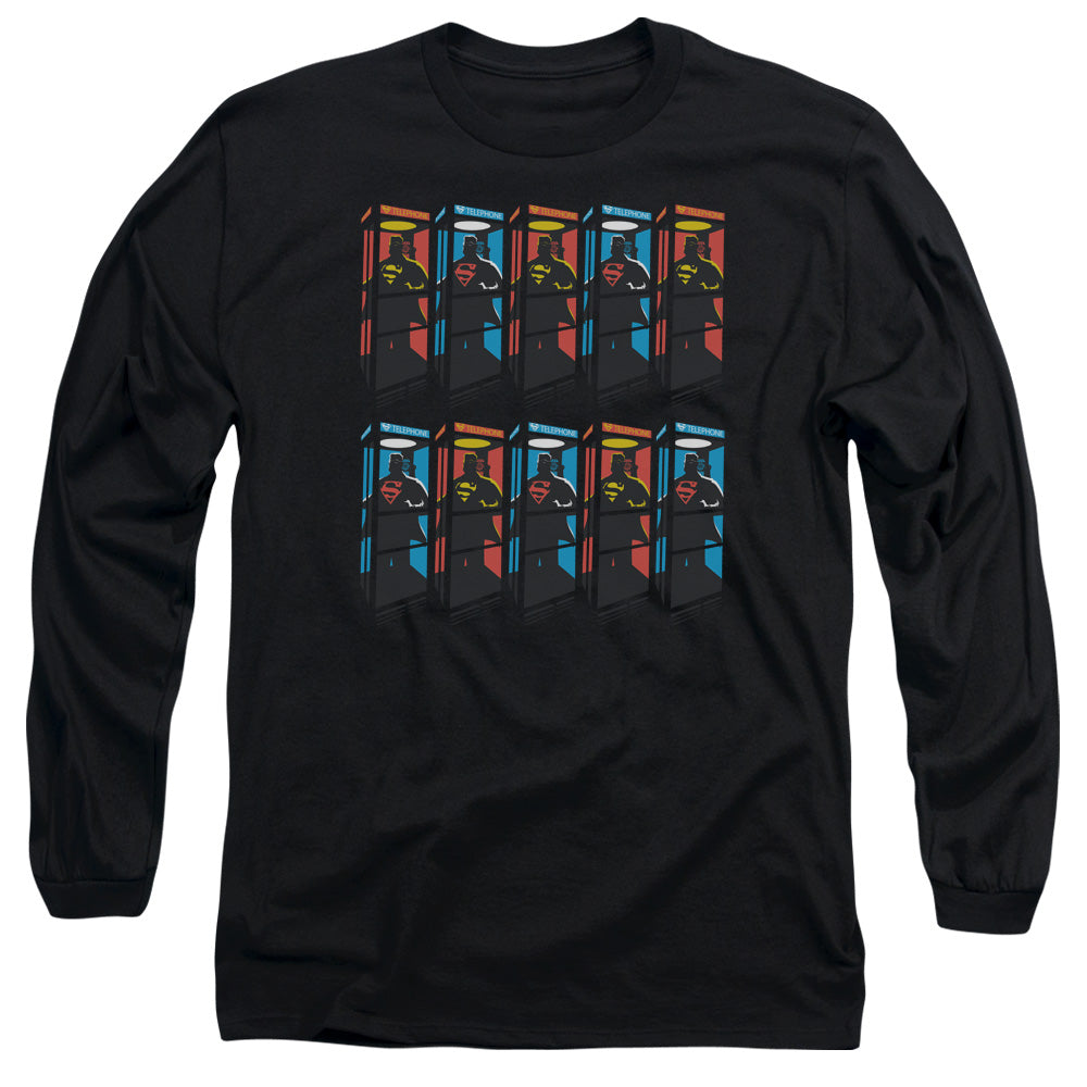 Superman Super Booths Mens Long Sleeve Shirt Black