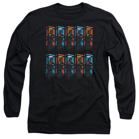 Superman Super Booths Mens Long Sleeve Shirt Black