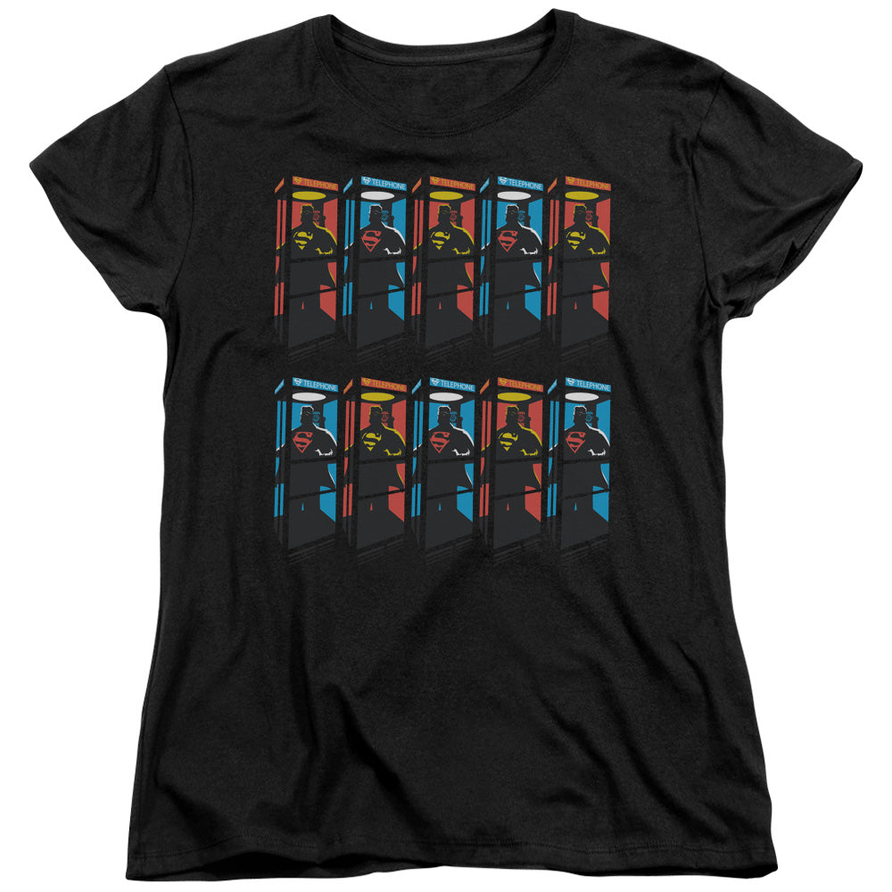 Superman Super Booths Womens T Shirt Black