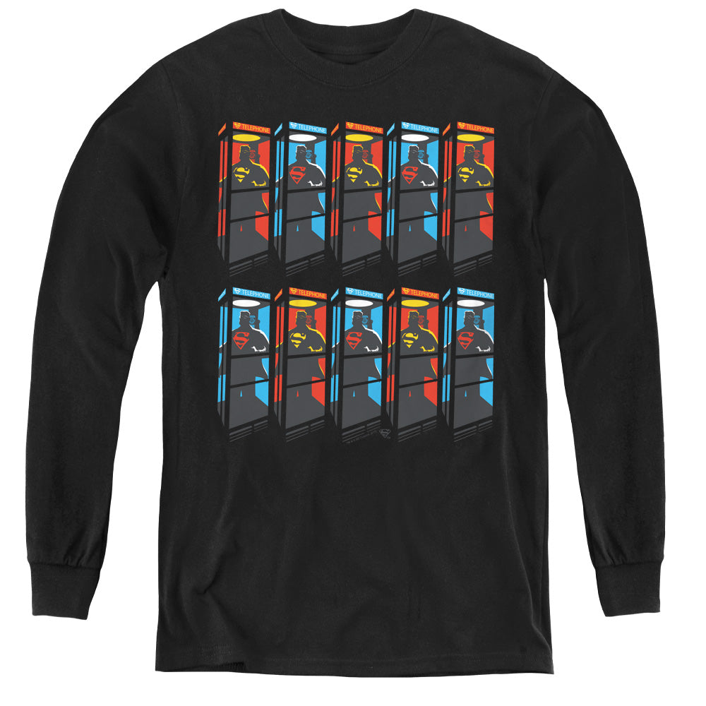 Superman Super Booths Long Sleeve Kids Youth T Shirt Black